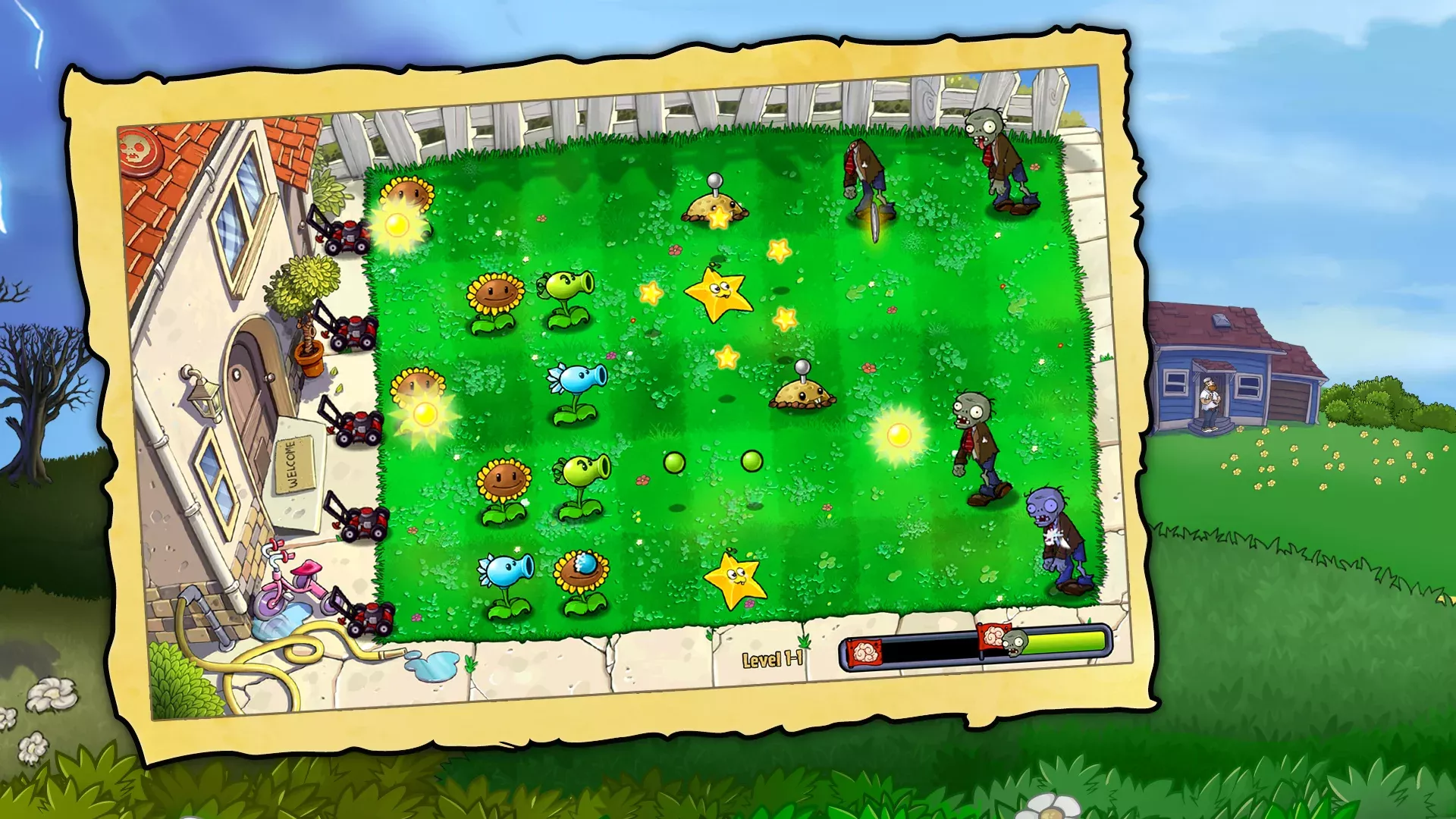 Screenshot uit gameplay van Plants vs. Zombies